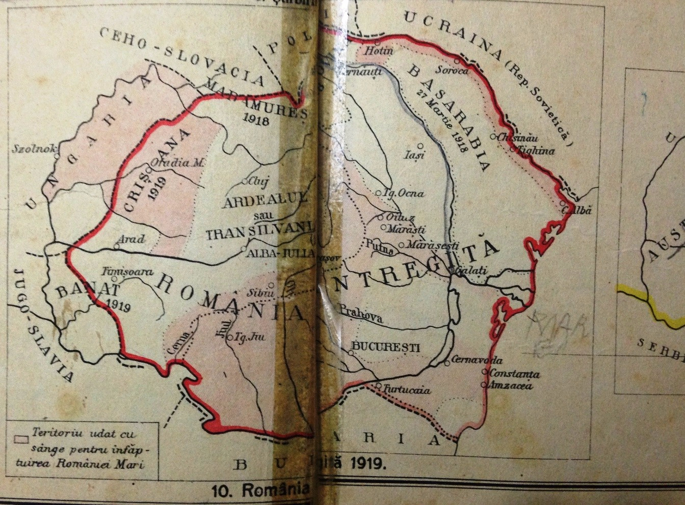 Romania intregita_detaliu atlas interbelic stema regala mic
